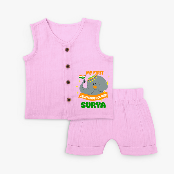 My First Independence Patriotic Elephant Jabla Set - BABY PINK - 0 - 3 Months Old (Chest 9.8")