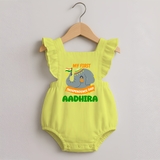My First Independence Patriotic Elephant Romper Frock - PASTEL YELLOW - 0 - 3 Months Old (Chest 19")