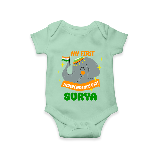 My First Independence Patriotic Elephant Romper - MINT GREEN - New Born (Chest 14")