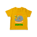 My First Independence Patriotic Elephant T Shirt - CHROME YELLOW - 0-5 Months Old (Chest 17")
