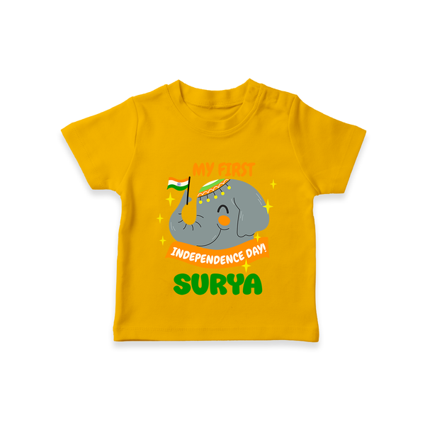 My First Independence Patriotic Elephant T Shirt - CHROME YELLOW - 0-5 Months Old (Chest 17")