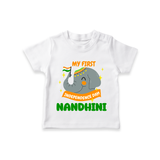 My First Independence Patriotic Elephant T Shirt - WHITE - 0-5 Months Old (Chest 17")