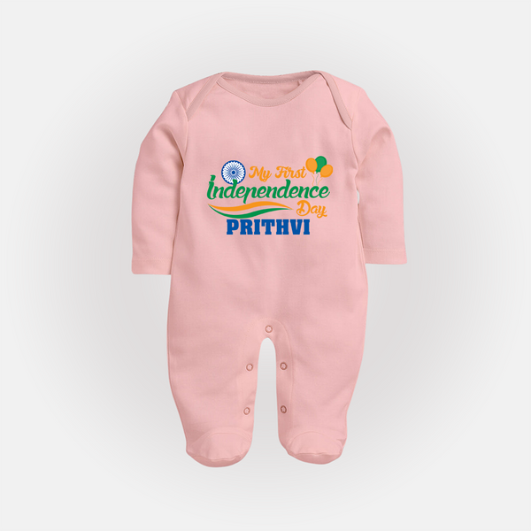 My First Independence Tricolour Celebration Full Body Suit - BABY PINK - New Born (Chest 7.5")