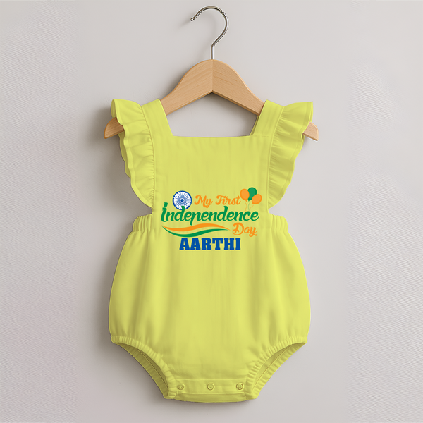 My First Independence Tricolour Celebration Romper Frock - PASTEL YELLOW - 0 - 3 Months Old (Chest 19")