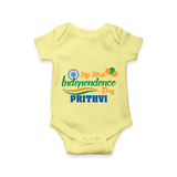 My First Independence Tricolour Celebration Romper - PASTEL YELLOW - New Born (Chest 14")