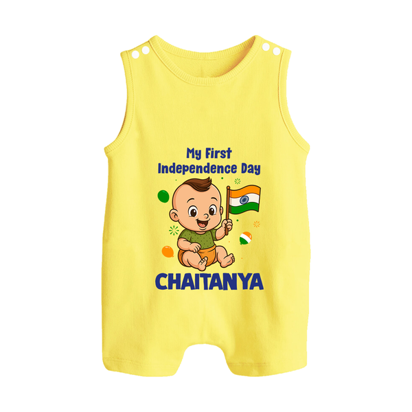 My First Independence Little Patriot Button Romper - PASTEL YELLOW - New Born (Chest 18")