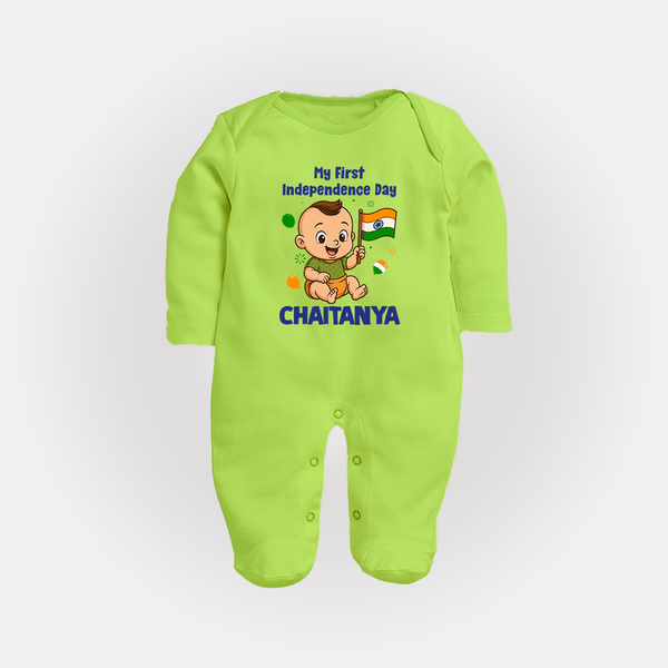 My First Independence Little Patriot Full Body Suit - LIME GREEN - New Born (Chest 7.5")