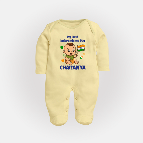 My First Independence Little Patriot Full Body Suit - PASTEL YELLOW - New Born (Chest 7.5")