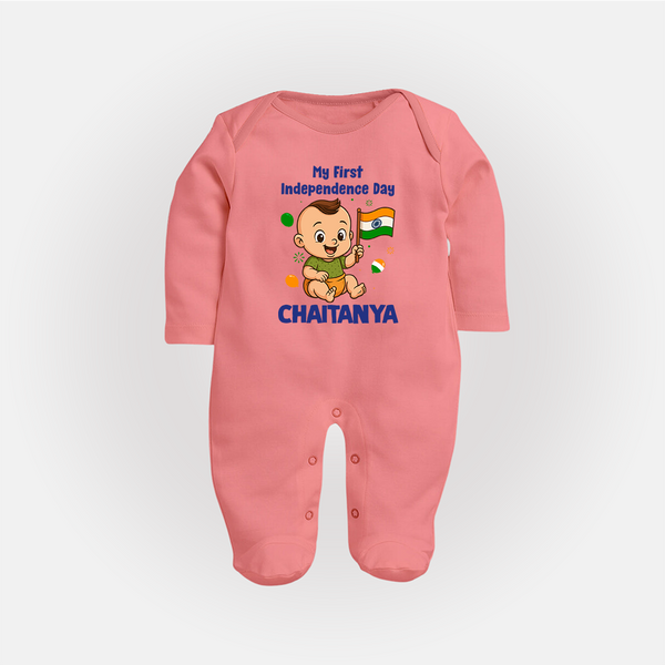 My First Independence Little Patriot Full Body Suit - PEACH - New Born (Chest 7.5")