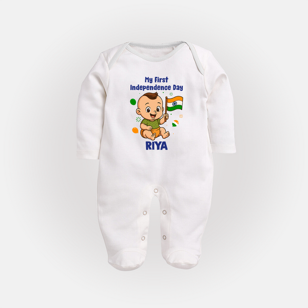 My First Independence Little Patriot Full Body Suit - WHITE - New Born (Chest 7.5")