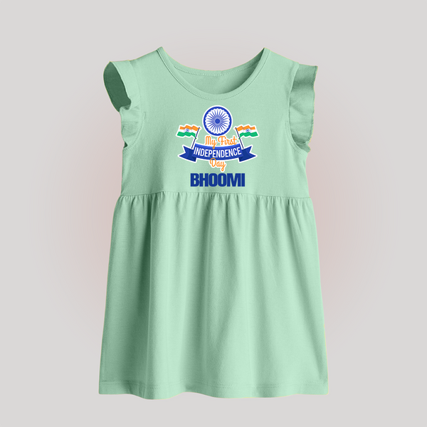 My First Independence Ashoka Pride Baby Frock - MINT GREEN - 0 - 3 Months Old (Chest 17")