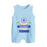 My First Independence Ashoka Pride Button Romper - BABY BLUE - New Born (Chest 18")