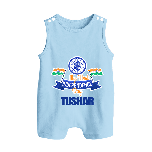 My First Independence Ashoka Pride Button Romper - BABY BLUE - New Born (Chest 18")