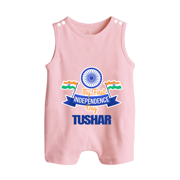 My First Independence Ashoka Pride Button Romper - BABY PINK - New Born (Chest 18")