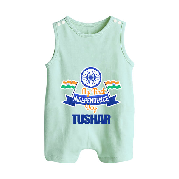 My First Independence Ashoka Pride Button Romper - MINT GREEN - New Born (Chest 18")