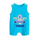 My First Independence Ashoka Pride Button Romper - SKY BLUE - New Born (Chest 18")