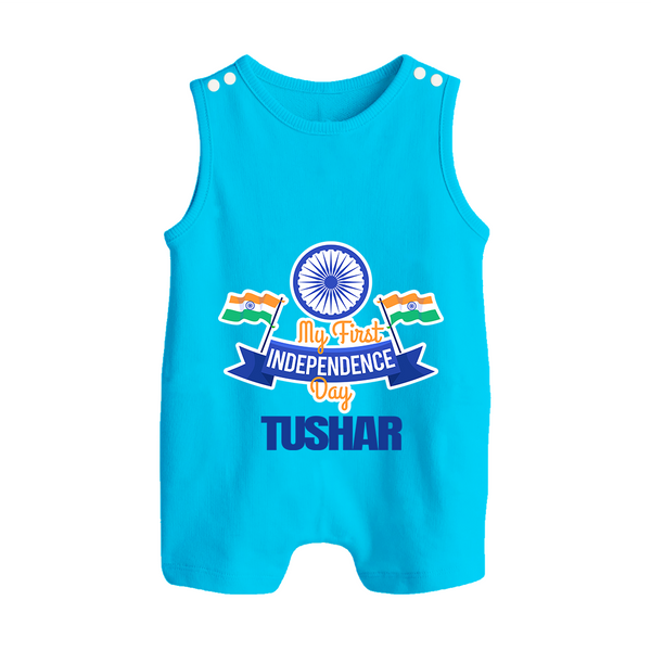 My First Independence Ashoka Pride Button Romper - SKY BLUE - New Born (Chest 18")