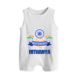 My First Independence Ashoka Pride Button Romper - WHITE - New Born (Chest 18")