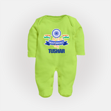 My First Independence Ashoka Pride Full Body Suit - LIME GREEN - New Born (Chest 7.5")