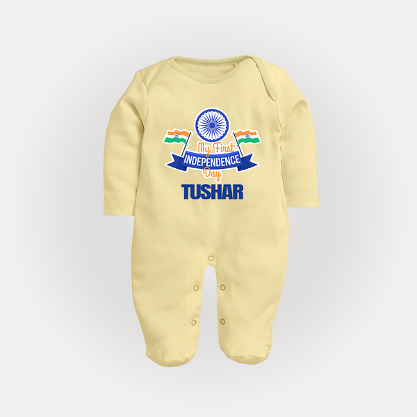 My First Independence Ashoka Pride Full Body Suit - PASTEL YELLOW - New Born (Chest 7.5")