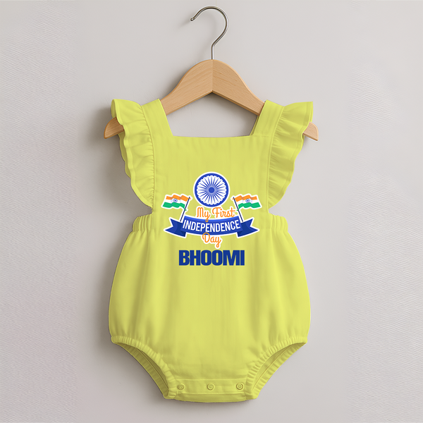 My First Independence Ashoka Pride Romper Frock - PASTEL YELLOW - 0 - 3 Months Old (Chest 19")