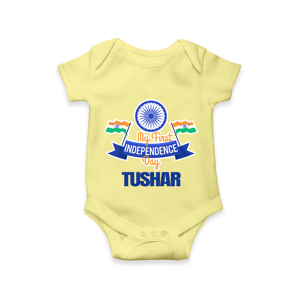 My First Independence Ashoka Pride Romper - PASTEL YELLOW - New Born (Chest 14")