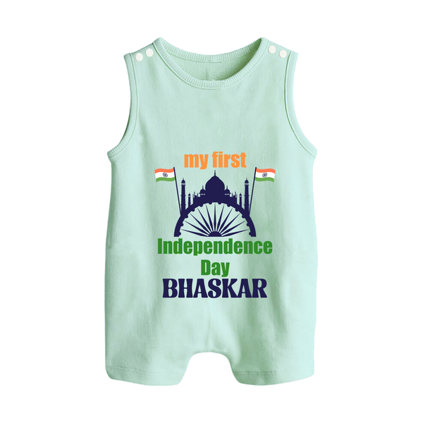 My First Independence Heritage Skyline Button Romper - MINT GREEN - New Born (Chest 18")