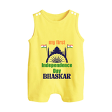 My First Independence Heritage Skyline Button Romper - PASTEL YELLOW - New Born (Chest 18")
