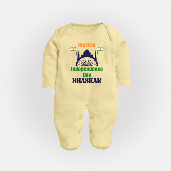 My First Independence Heritage Skyline Full Body Suit - PASTEL YELLOW - New Born (Chest 7.5")