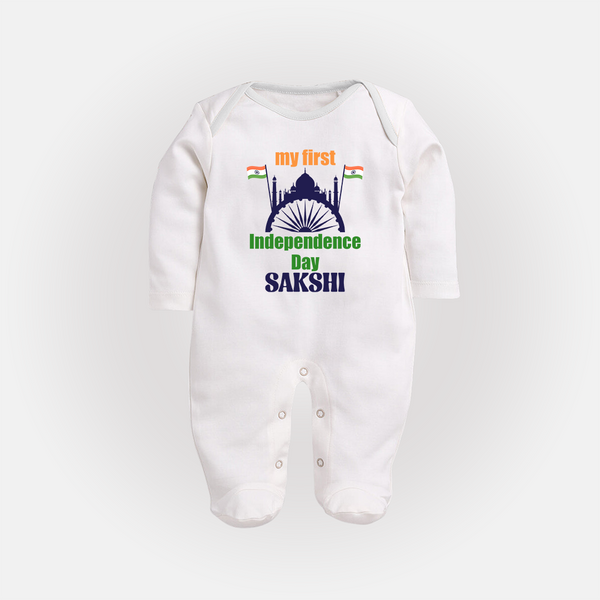 My First Independence Heritage Skyline Full Body Suit - WHITE - New Born (Chest 7.5")