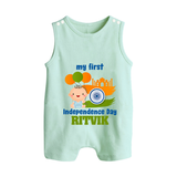 My First Independence Balloon Celebration Button Romper - MINT GREEN - New Born (Chest 18")