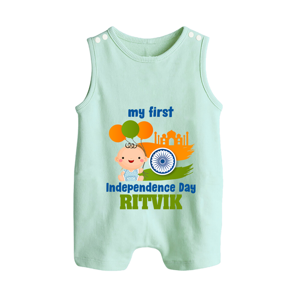 My First Independence Balloon Celebration Button Romper - MINT GREEN - New Born (Chest 18")