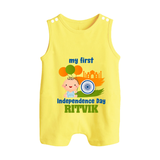 My First Independence Balloon Celebration Button Romper - PASTEL YELLOW - New Born (Chest 18")