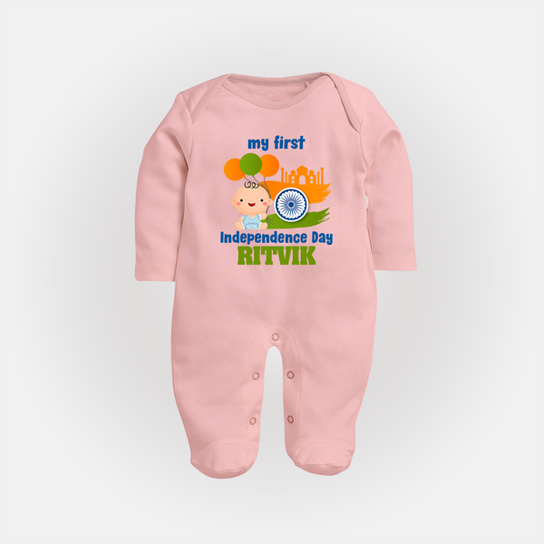 My First Independence Balloon Celebration Full Body Suit - BABY PINK - New Born (Chest 7.5")