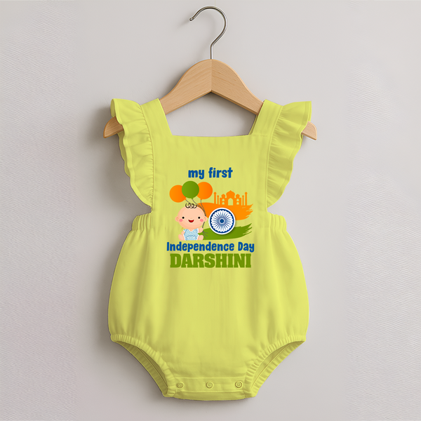 My First Independence Balloon Celebration Romper Frock - PASTEL YELLOW - 0 - 3 Months Old (Chest 19")
