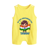 My First Independence Flag Bearer Button Romper - PASTEL YELLOW - New Born (Chest 18")