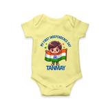 My First Independence Flag Bearer Romper - PASTEL YELLOW - New Born (Chest 14")