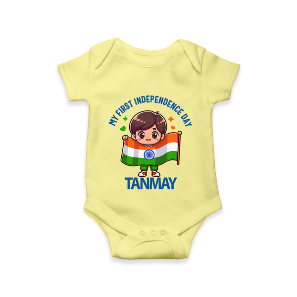 My First Independence Flag Bearer Romper - PASTEL YELLOW - New Born (Chest 14")