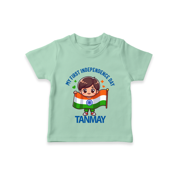 My First Independence Flag Bearer T Shirt - MINT GREEN - 0-5 Months Old (Chest 17")