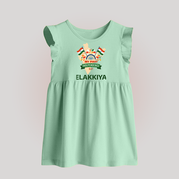 My First Independence India Map Celebration Baby Frock - MINT GREEN - 0 - 3 Months Old (Chest 17")