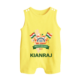 My First Independence India Map Celebration Button Romper - PASTEL YELLOW - New Born (Chest 18")