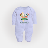 My First Independence India Map Celebration Full Body Suit - BABY BLUE - New Born (Chest 7.5")