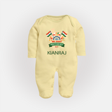 My First Independence India Map Celebration Full Body Suit - PASTEL YELLOW - New Born (Chest 7.5")