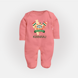 My First Independence India Map Celebration Full Body Suit - PEACH - New Born (Chest 7.5")