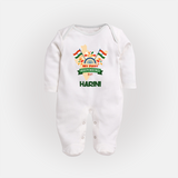 My First Independence India Map Celebration Full Body Suit - WHITE - New Born (Chest 7.5")