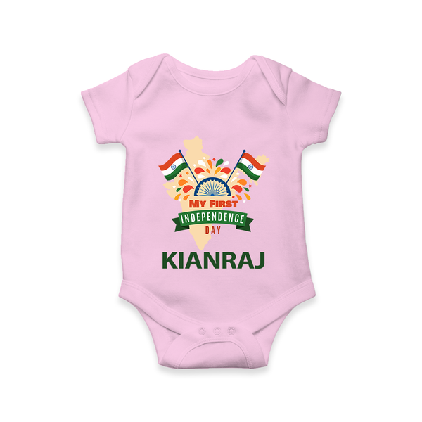 My First Independence India Map Celebration Romper - BABY PINK - New Born (Chest 14")