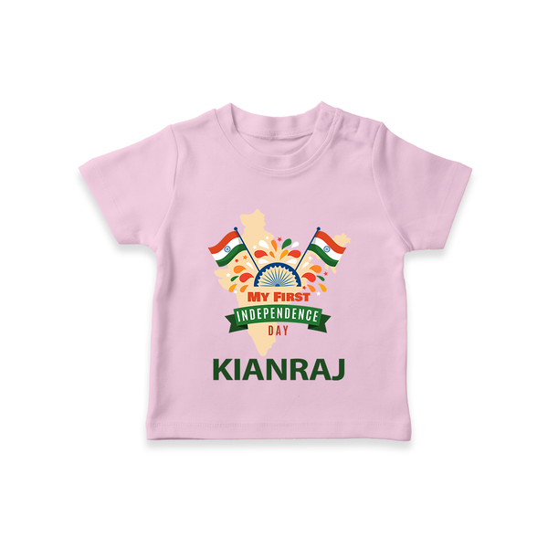 My First Independence India Map Celebration T Shirt - BABY PINK - 0-5 Months Old (Chest 17")