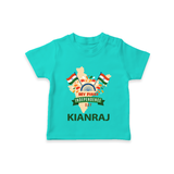 My First Independence India Map Celebration T Shirt - TEAL - 0-5 Months Old (Chest 17")