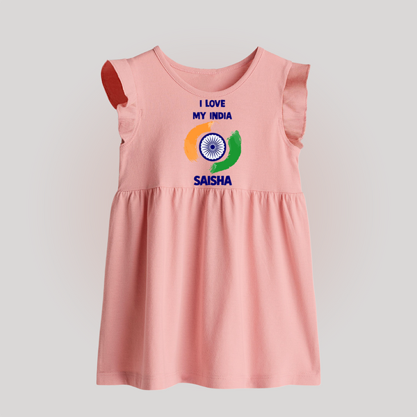 I Love My India Personalised   Baby Frock - BABY PINK - 0 - 3 Months Old (Chest 17")