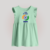 I Love My India Tricolour Pride Baby Frock - MINT GREEN - 0 - 3 Months Old (Chest 17")